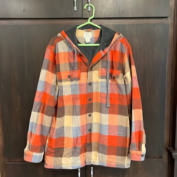 L.L. Bean Other - LL Bean Fleece Lined Flannel Hooded Shirt Jacket
